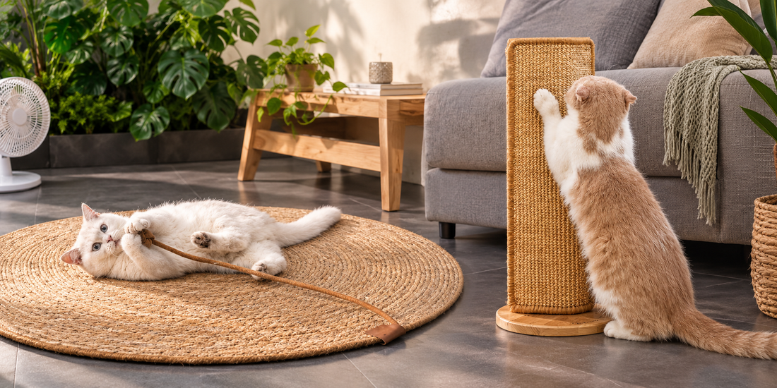 Griffoir en sisal ou tapis en rotin